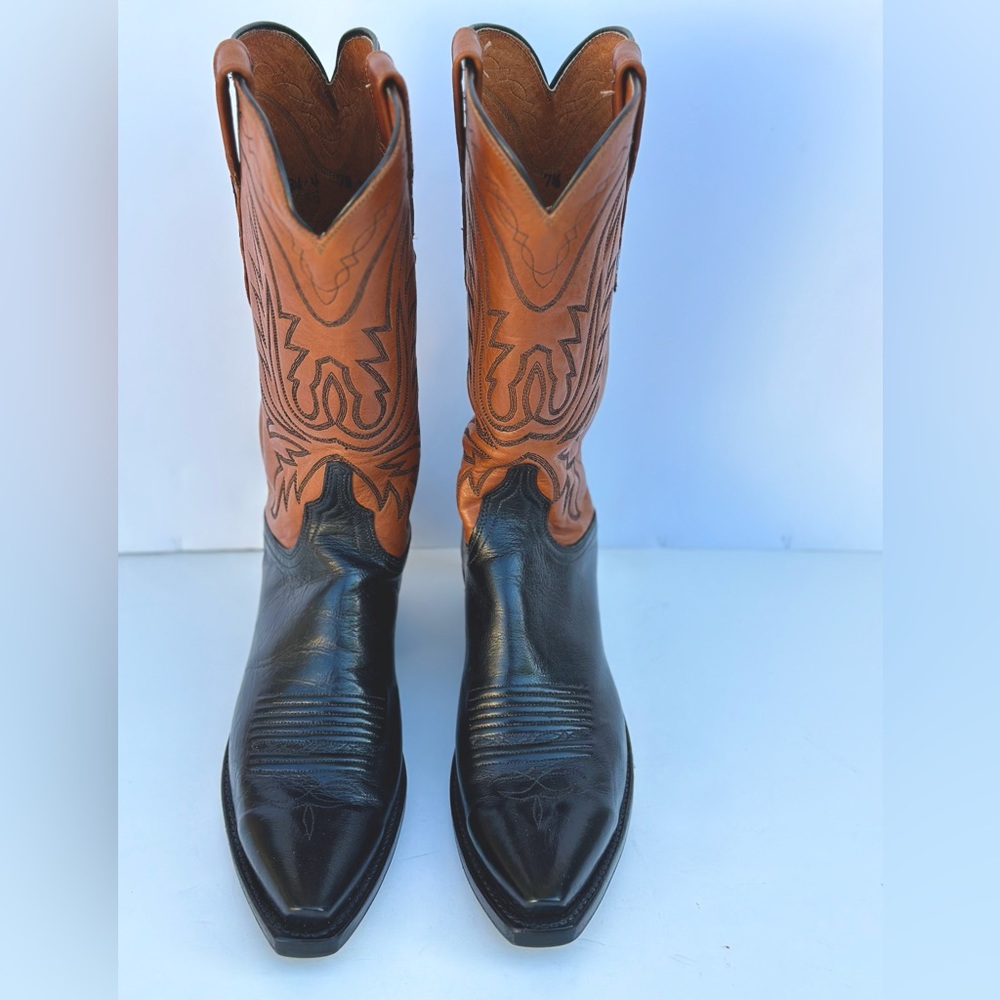 Lucchese 1883 Women's Black and Brown Cowboy Boots Size 7.5B